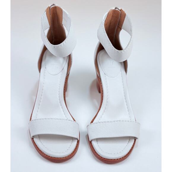 Frye BRIELLE Back Zip Ankle Block Heel Leather Sandals in White 9 M NWOB $349 - Picture 6 of 15